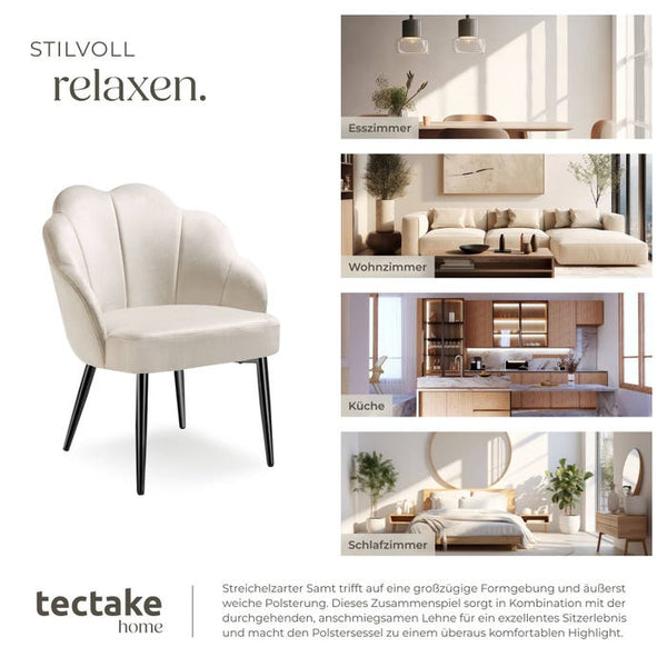 Cocktailsessel Hellen creme/schwarz 4er Set