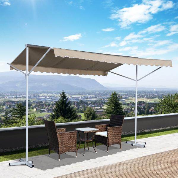 Standmarkise Gartenmarkise mit Faltarm Creme 3m x 3m