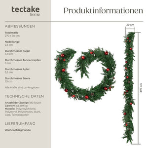 Weihnachtsgirlande mit Kugeln und Tannenzapfen