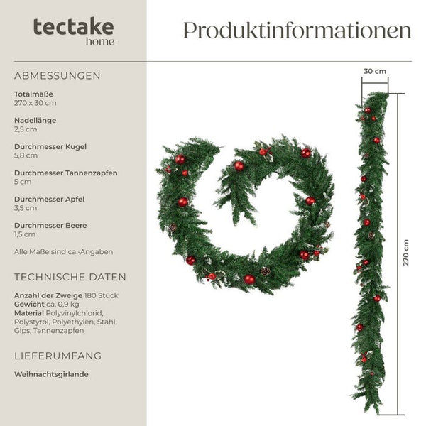 Weihnachtsgirlande mit Kugeln und Tannenzapfen