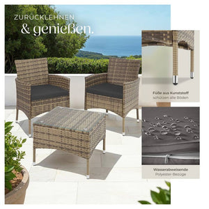 Rattan Gartenset Luzern 2+1 - natur