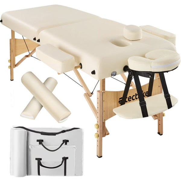 Lettino da massaggio a 2 zone con imbottitura da 7,5 cm, beige