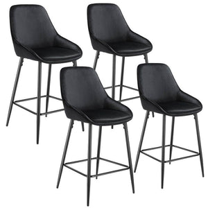 Thekenstuhl Siera Samtoptik schwarz/schwarz 4er Set