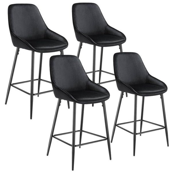 Thekenstuhl Siera Samtoptik schwarz/schwarz 4er Set