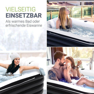 Aufblasbare Badewanne Faltbare Wanne – mit Luftpumpe, Abdeckung und Rückenlehne