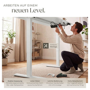 Elektrisch höhenverstellbarer Schreibtisch Loki weiss 120 x 60 cm