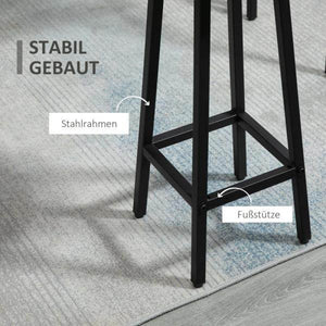 Bartisch-Set im Industriedesign, 6-teilig, 2 Tische und 4 Barhocker, Grau + Schwarz