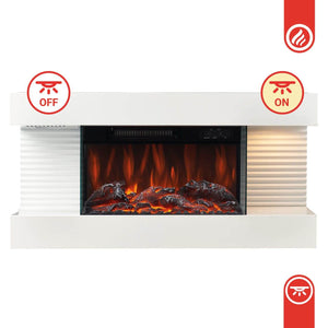 KAMINIO Elektrokamin LIZ - mit Heizung, 3D-Flammeneffekt Weiss