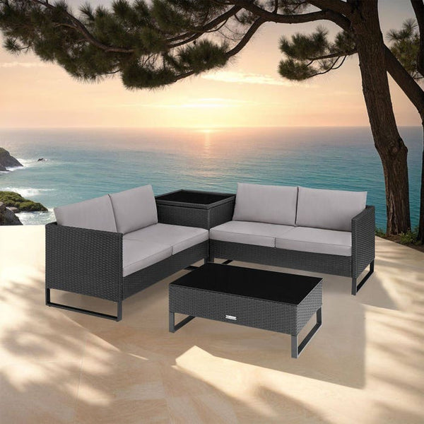 Rattan Lounge Ostuni schwarz