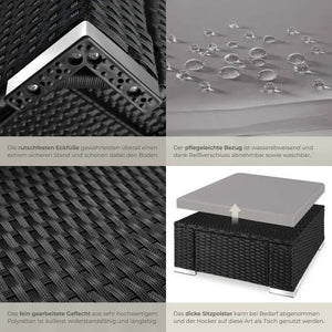 Rattan Sitzhocker Bitonto schwarz/grau