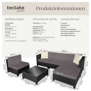 Aluminium Rattan Lounge schwarz