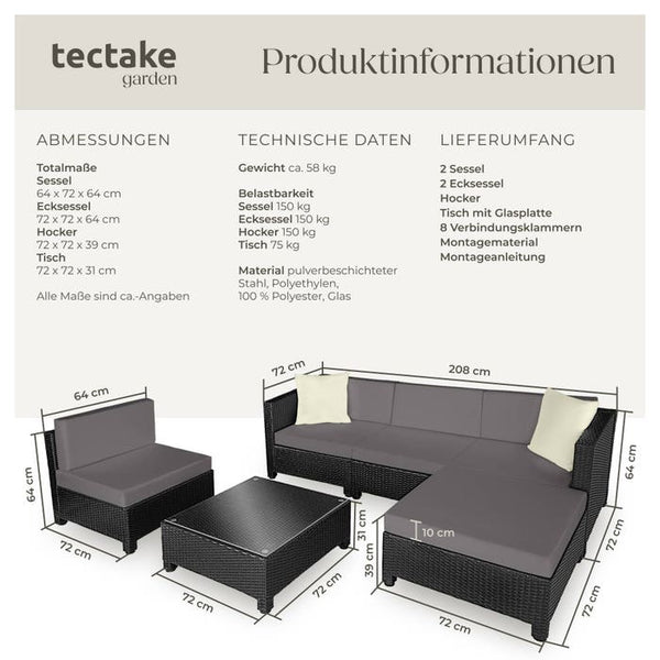 Aluminium Rattan Lounge schwarz
