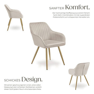 Esszimmerstuhl Marilyn taupe/gold 6er Set