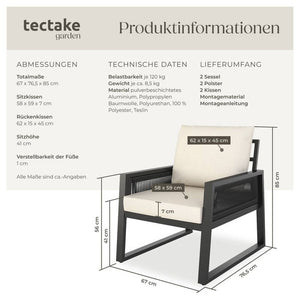 Gartenlounge-Set Captive im Rope-Design Set 3 (2 x Sessel)