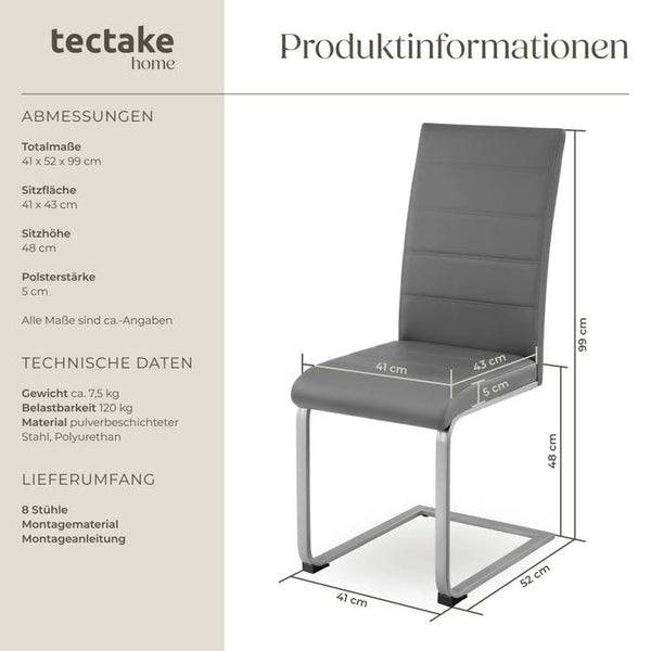 8 Esszimmerstühle Schwingstühle grau