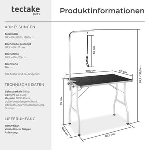 Trimmtisch mit Galgen schwarz/weiss