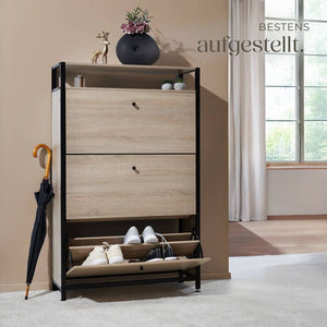 Schuhschrank Buffalo Industrial Holz hell, Eiche Sonoma 81 cm