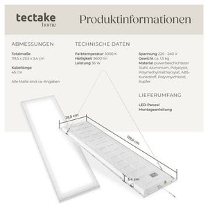 LED-Paneel Lucerna 119,5 x 29,5 cm