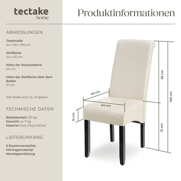 Esszimmerstuhl creme 6er Set
