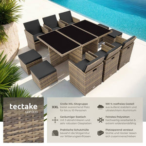 Aluminium Rattan Sitzgruppe New York 6+4+1, natur