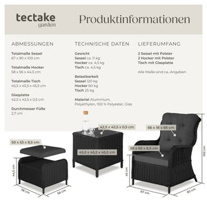 Rattan Sitzgruppe Benissa schwarz/grau