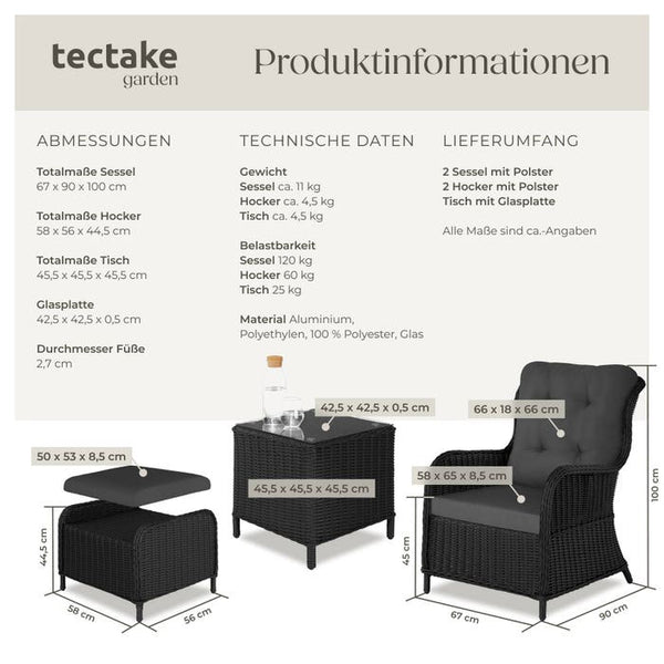 Rattan Sitzgruppe Benissa schwarz/grau