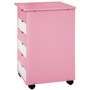 Rollcontainer aus Holz, rosa