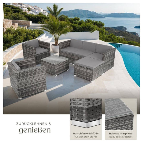 Rattan Lounge Lignano grau