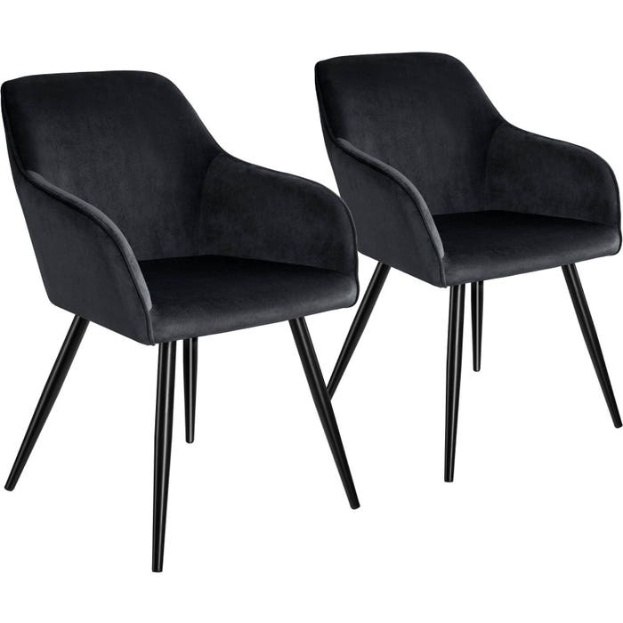 Ensemble de 2 chaises Marilyn, aspect velours, noires