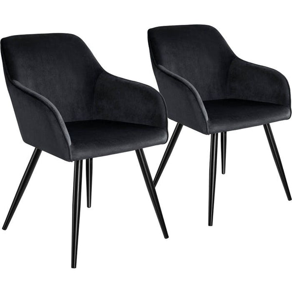 2er Set Stuhl Marilyn Samtoptik, schwarz