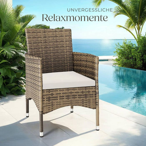 2er Set Rattanstuhl Nantes natur/dunkelgrau