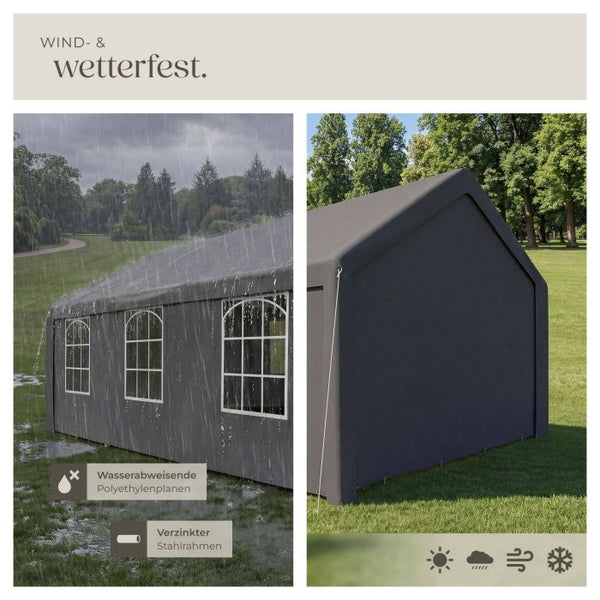 Gartenpavillon Jasko mit 4 Seitenteilen grau 6 x 4 m