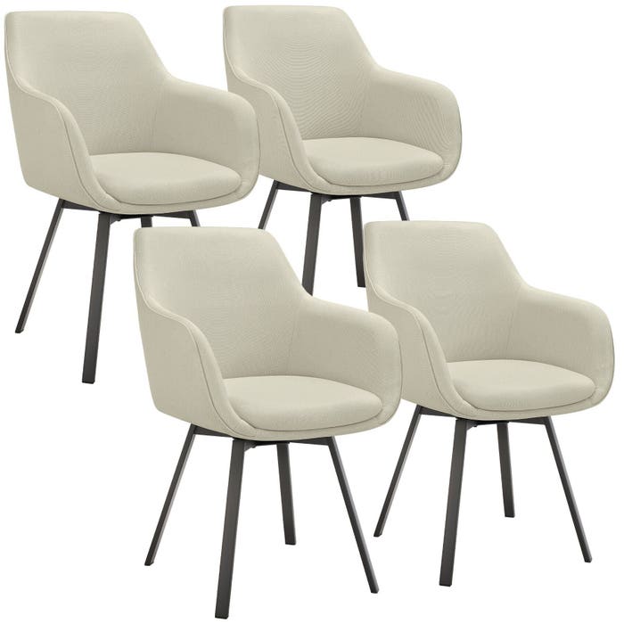 Fauteuil pivotant Alicon gris-beige, ensemble 4 pièces