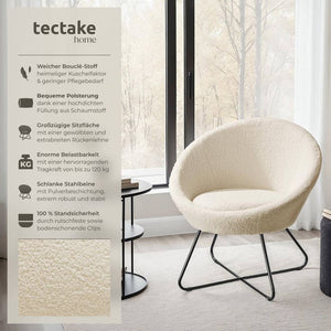Cocktailsessel Cocktailsessel Centera, gepolstert, 120kg Bouclé off-white