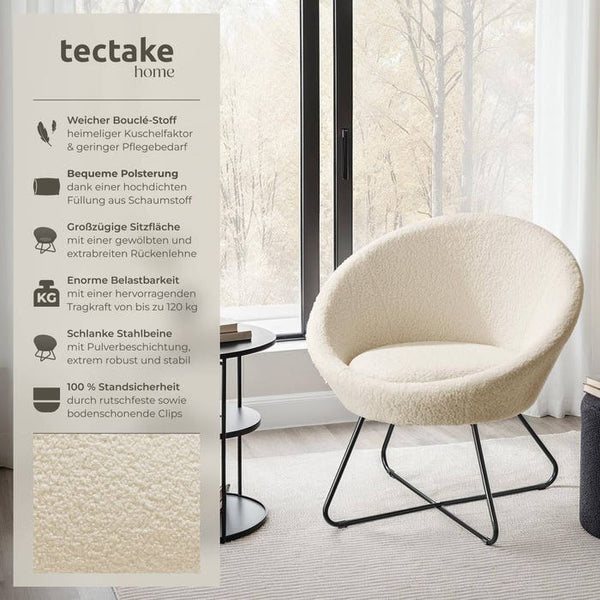 Cocktailsessel Cocktailsessel Centera, gepolstert, 120kg Bouclé off-white