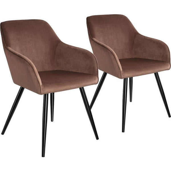 2er Set Stuhl Marilyn Samtoptik, schwarze Stuhlbeine braun/schwarz