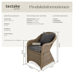 4er Set Aluminium Rattansessel