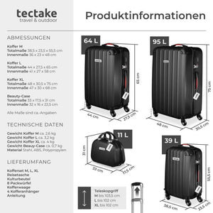 Hartschalenkoffer-Set Cleo schwarz mit Zubehör