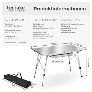Campingtisch Bastian silber