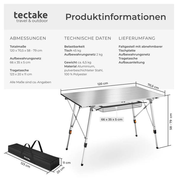 Campingtisch Bastian silber
