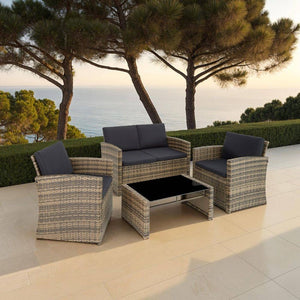 Rattan Lounge Lucca natur/dunkelgrau