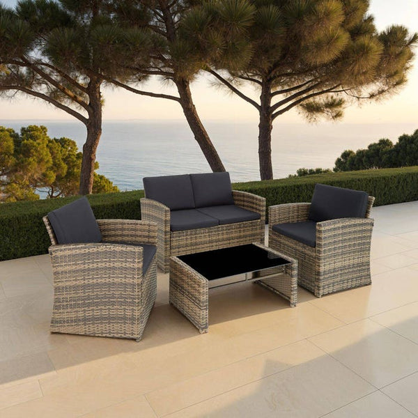 Rattan Lounge Lucca natur/dunkelgrau