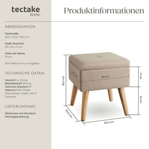 Sitzhocker mit Stauraum Elva Sand