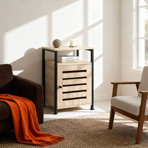 Beistellschrank Cork Industrial Holz hell, Eiche Sonoma
