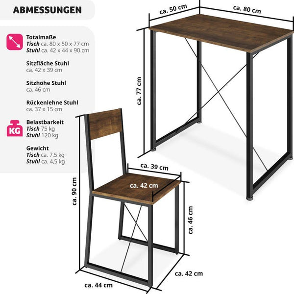 Sitzgruppe Margate Industrial Holz dunkel, rustikal