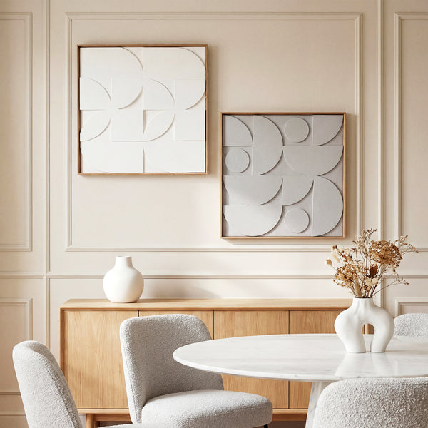 3D Wanddeko geometrisch modern 2er Set für Wohnzimmer Flur weiss