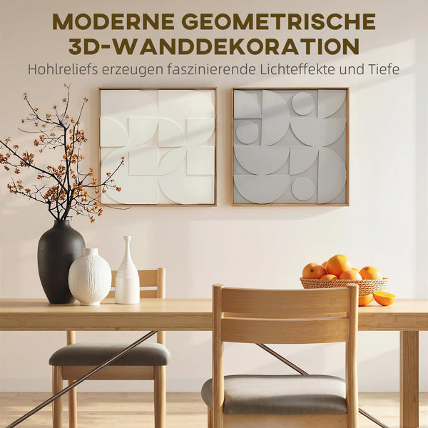 3D Wanddeko geometrisch modern 2er Set für Wohnzimmer Flur weiss