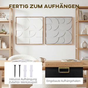 3D Wanddeko geometrisch modern 2er Set für Wohnzimmer Flur weiss