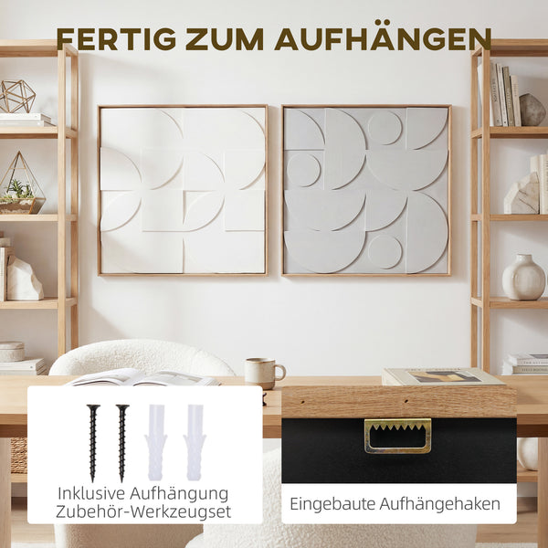 3D Wanddeko geometrisch modern 2er Set für Wohnzimmer Flur weiss