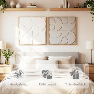 3D Wanddeko geometrisch modern 2er Set für Wohnzimmer Flur weiss
